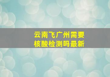 云南飞广州需要核酸检测吗最新