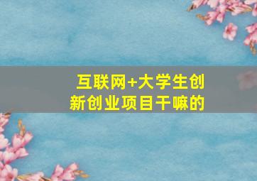 互联网+大学生创新创业项目干嘛的