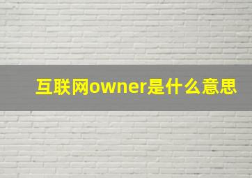 互联网owner是什么意思