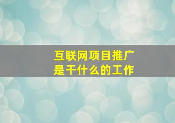 互联网项目推广是干什么的工作