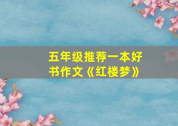 五年级推荐一本好书作文《红楼梦》