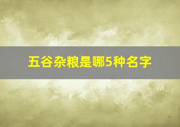 五谷杂粮是哪5种名字