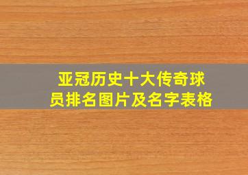 亚冠历史十大传奇球员排名图片及名字表格