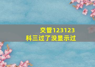 交管123123科三过了没显示过