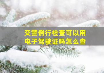 交警例行检查可以用电子驾驶证吗怎么查