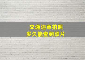 交通违章拍照多久能查到照片