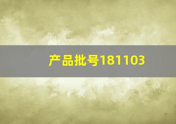 产品批号181103