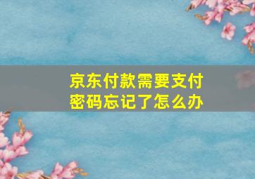 京东付款需要支付密码忘记了怎么办