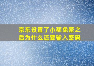 京东设置了小额免密之后为什么还要输入密码