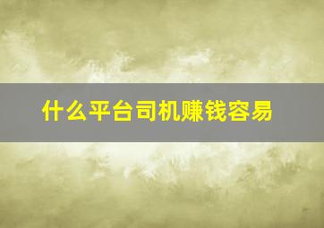 什么平台司机赚钱容易