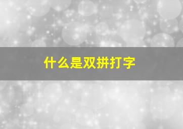 什么是双拼打字