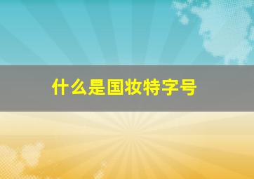 什么是国妆特字号