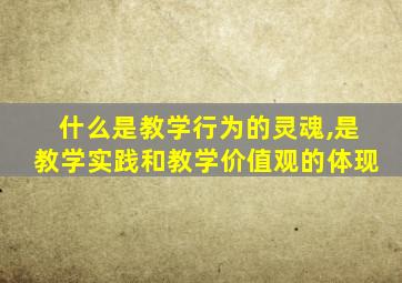 什么是教学行为的灵魂,是教学实践和教学价值观的体现