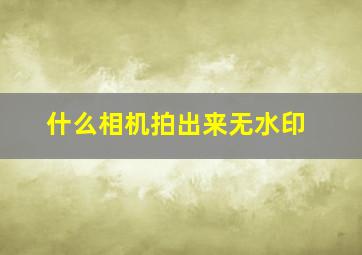 什么相机拍出来无水印