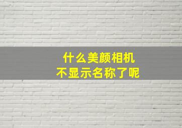 什么美颜相机不显示名称了呢