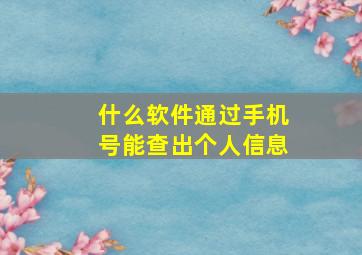 什么软件通过手机号能查出个人信息