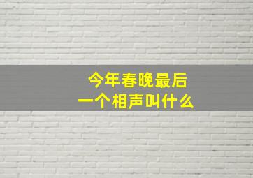 今年春晚最后一个相声叫什么