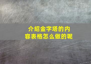 介绍金字塔的内容表格怎么做的呢