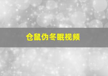 仓鼠伪冬眠视频