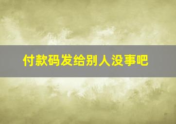 付款码发给别人没事吧