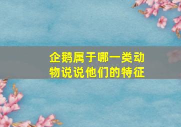 企鹅属于哪一类动物说说他们的特征