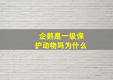 企鹅是一级保护动物吗为什么