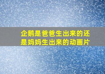 企鹅是爸爸生出来的还是妈妈生出来的动画片