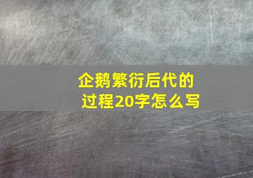 企鹅繁衍后代的过程20字怎么写