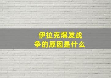 伊拉克爆发战争的原因是什么