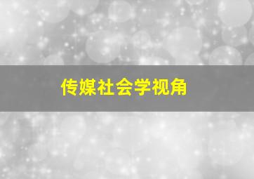 传媒社会学视角