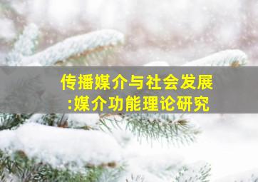 传播媒介与社会发展:媒介功能理论研究