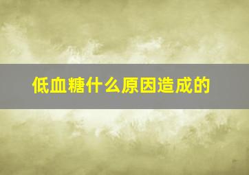 低血糖什么原因造成的