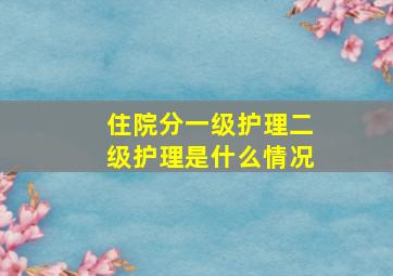 住院分一级护理二级护理是什么情况