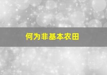 何为非基本农田