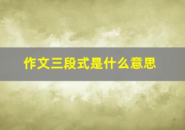 作文三段式是什么意思