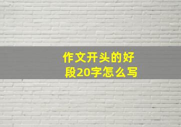 作文开头的好段20字怎么写