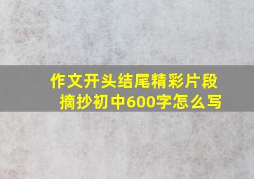 作文开头结尾精彩片段摘抄初中600字怎么写