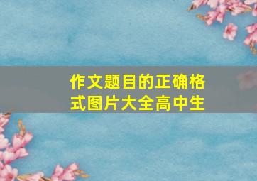 作文题目的正确格式图片大全高中生