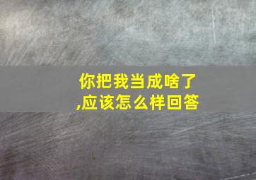 你把我当成啥了,应该怎么样回答