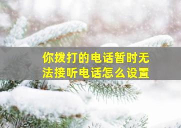 你拨打的电话暂时无法接听电话怎么设置