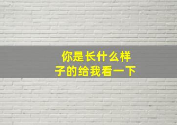 你是长什么样子的给我看一下