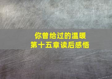 你曾给过的温暖第十五章读后感悟