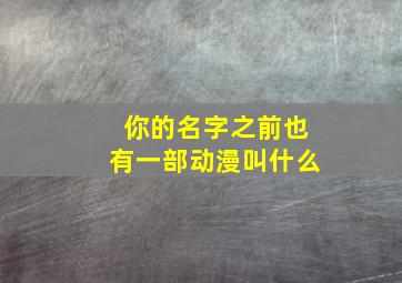 你的名字之前也有一部动漫叫什么