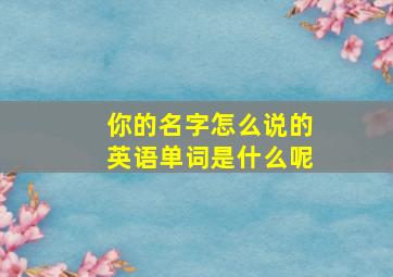 你的名字怎么说的英语单词是什么呢