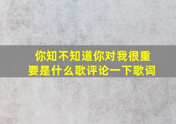 你知不知道你对我很重要是什么歌评论一下歌词