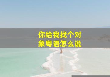 你给我找个对象粤语怎么说