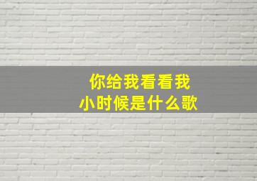 你给我看看我小时候是什么歌