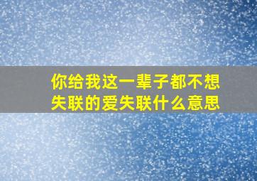 你给我这一辈子都不想失联的爱失联什么意思