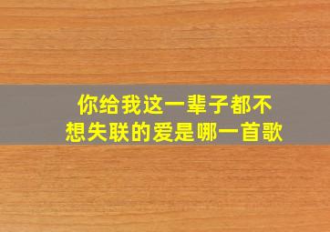 你给我这一辈子都不想失联的爱是哪一首歌