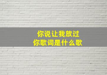 你说让我放过你歌词是什么歌